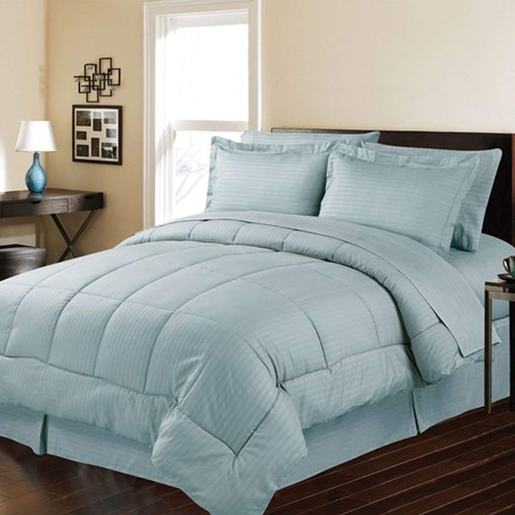 Decor&More Home Essentials 8 Piece Embossed Stripe Bed in a Bag