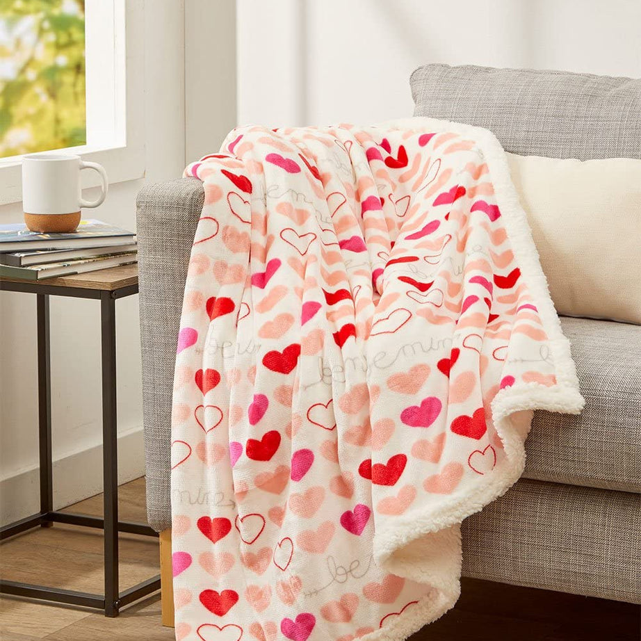 FAITH, HOPE, LOVE HOME DÉCOR Heart Throw Blanket – Ultra Soft Microplush 50"x60" | Cozy Love Theme Gift for Couch, Bed, Travel | Washable