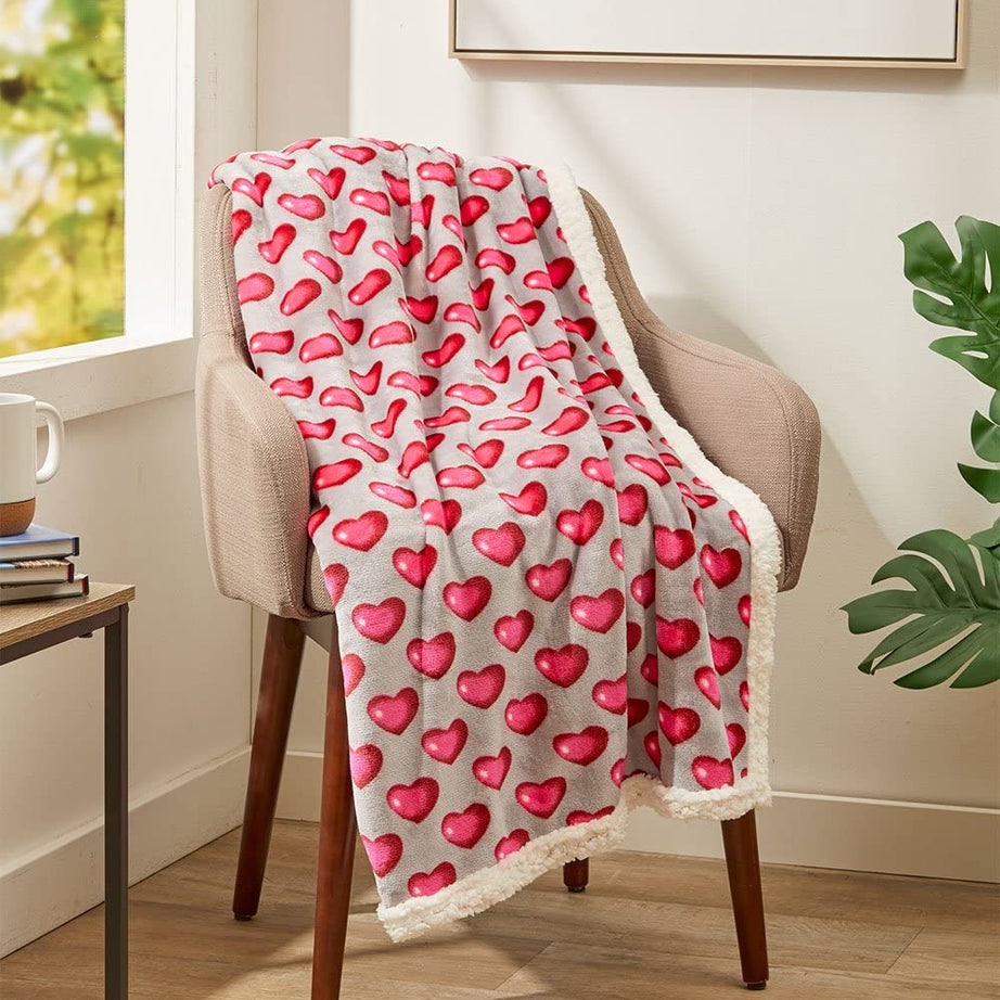 FAITH, HOPE, LOVE HOME DÉCOR Heart Throw Blanket – Ultra Soft Microplush 50"x60" | Cozy Love Theme Gift for Couch, Bed, Travel | Washable