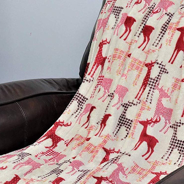 Decor&More Festive Holiday Microplush Throw Blanket (50" x 60") - Reindeer Silhouette