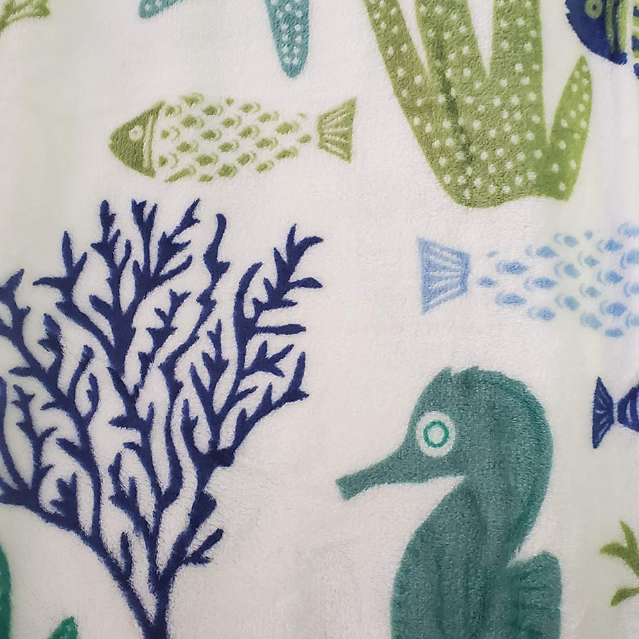 Decor&More Corales de Marina Blue Coral Seahorse Oceanic Microplush Throw Blanket Ocean Blanket for Boys and Girls and Kids of Any Age (50" x 60")