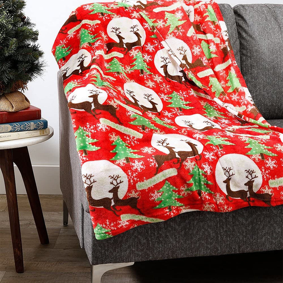 Decor&More Festive Holiday Microplush Throw Blanket (50" x 60") - Holiday Magic