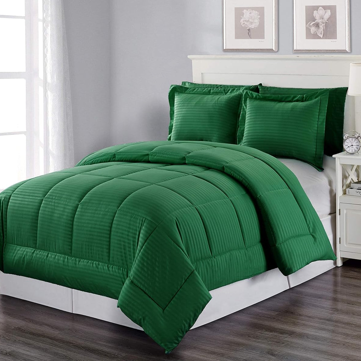 Decor&More Home Essentials 3 Piece Embossed Stripe Down Alternative Comforter Set