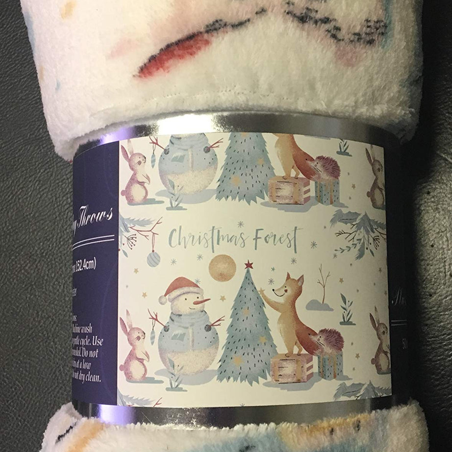 Decor&More Festive Holiday Microplush Throw Blanket (50" x 60") - Forest Friends