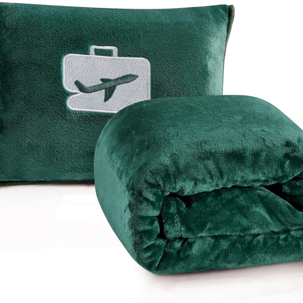 Comfort Fly Travel Blanket & Pillow" 2-in-1 Micro Plush Airplane Blanket with Carry Case (40" x 70")