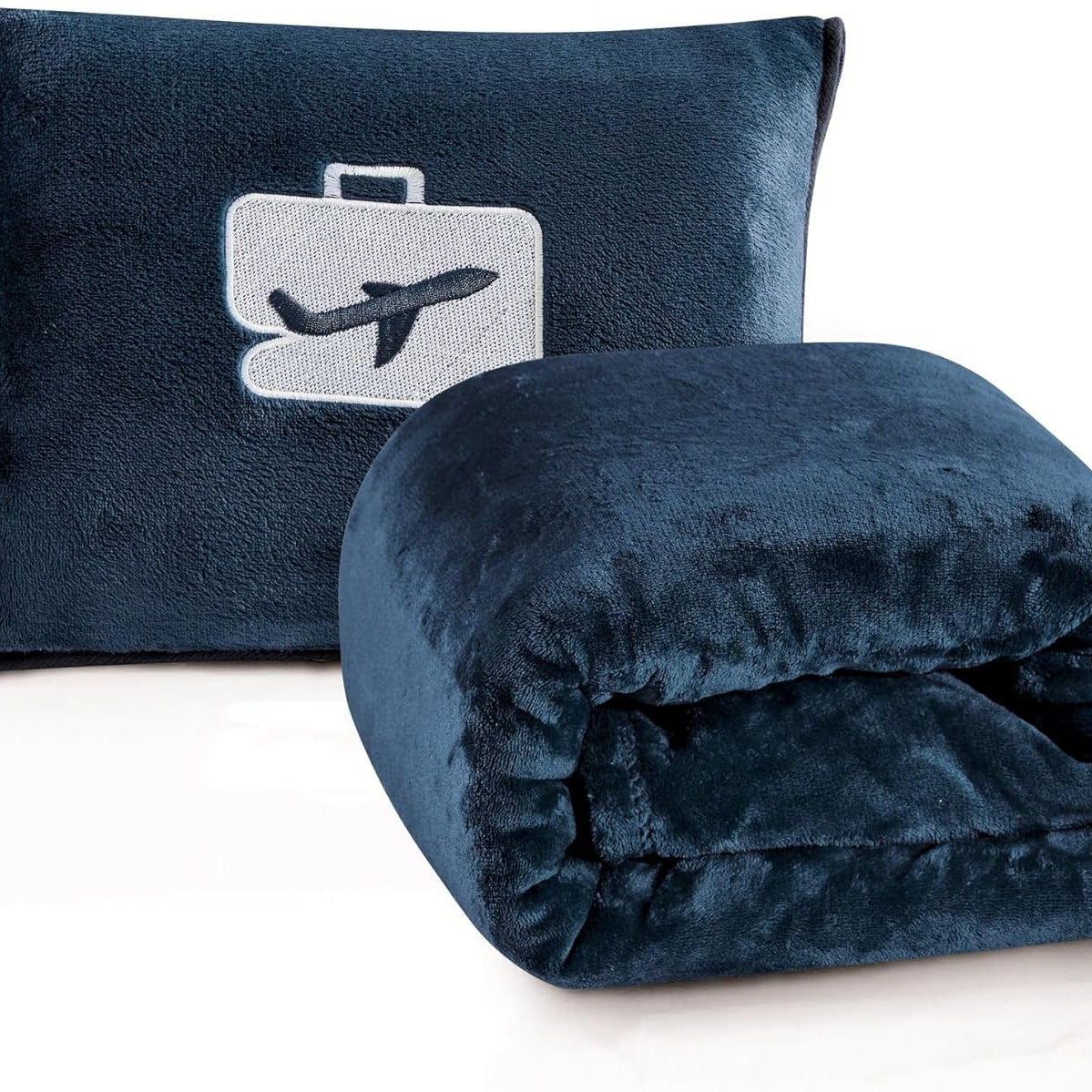 Comfort Fly Travel Blanket & Pillow" 2-in-1 Micro Plush Airplane Blanket with Carry Case (40" x 70")