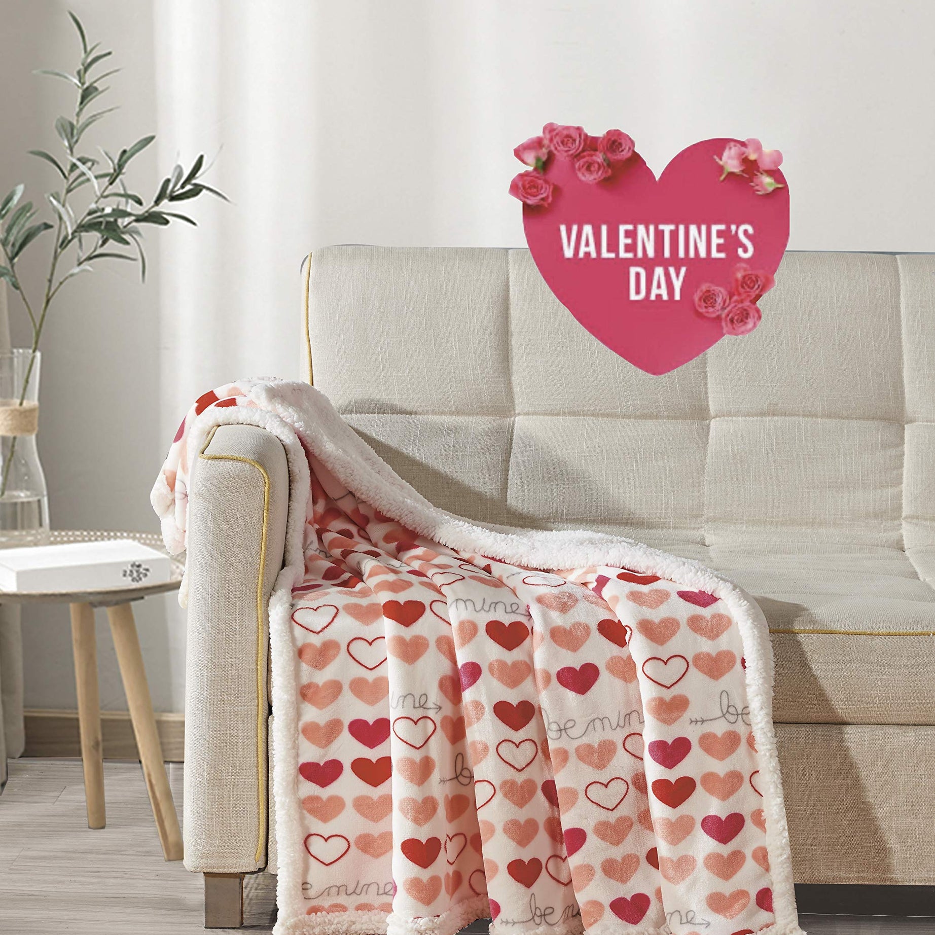 FAITH, HOPE, LOVE HOME DÉCOR Heart Throw Blanket – Ultra Soft Microplush 50"x60" | Cozy Love Theme Gift for Couch, Bed, Travel | Washable