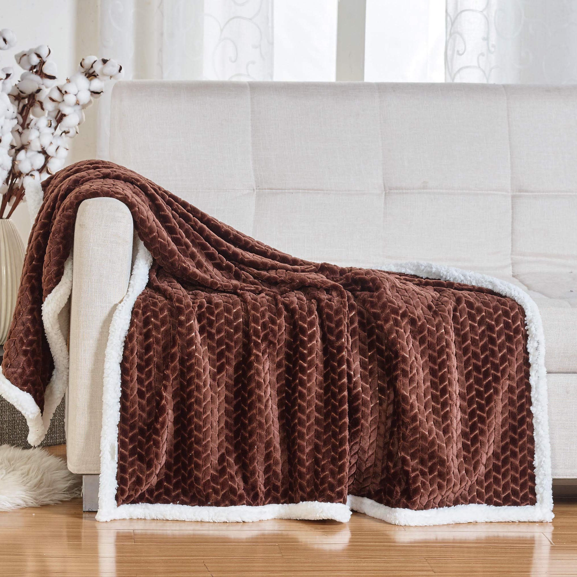 Decor&More Home Essentials Braided Sherpa Blanket