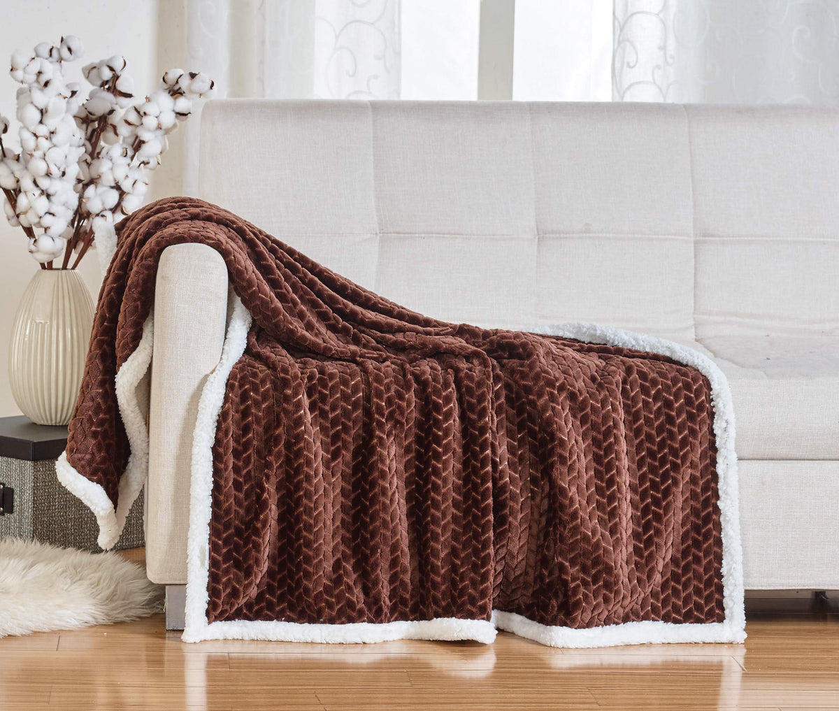 Decor&More Home Essentials Braided Sherpa Blanket Faith-Hope-Love-Home-Decor