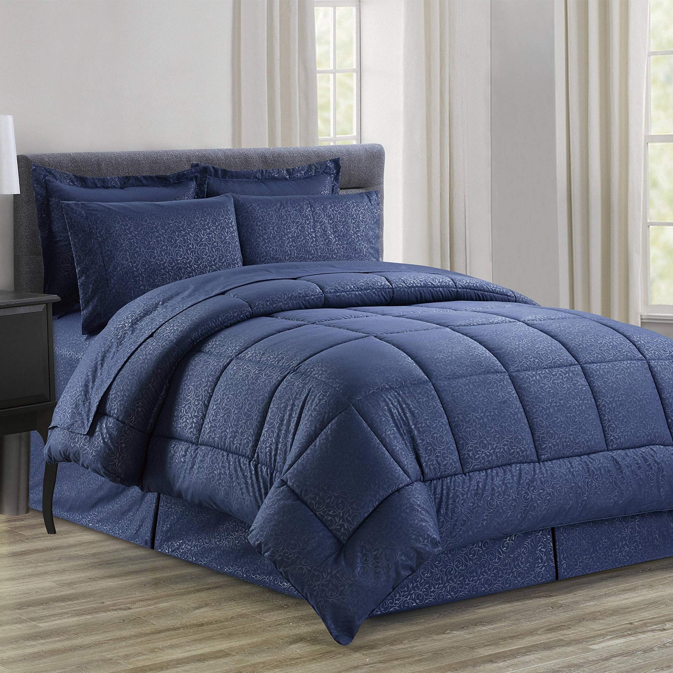 Decor&More Home Essentials 8 Piece Embossed Vine Bed in a Bag