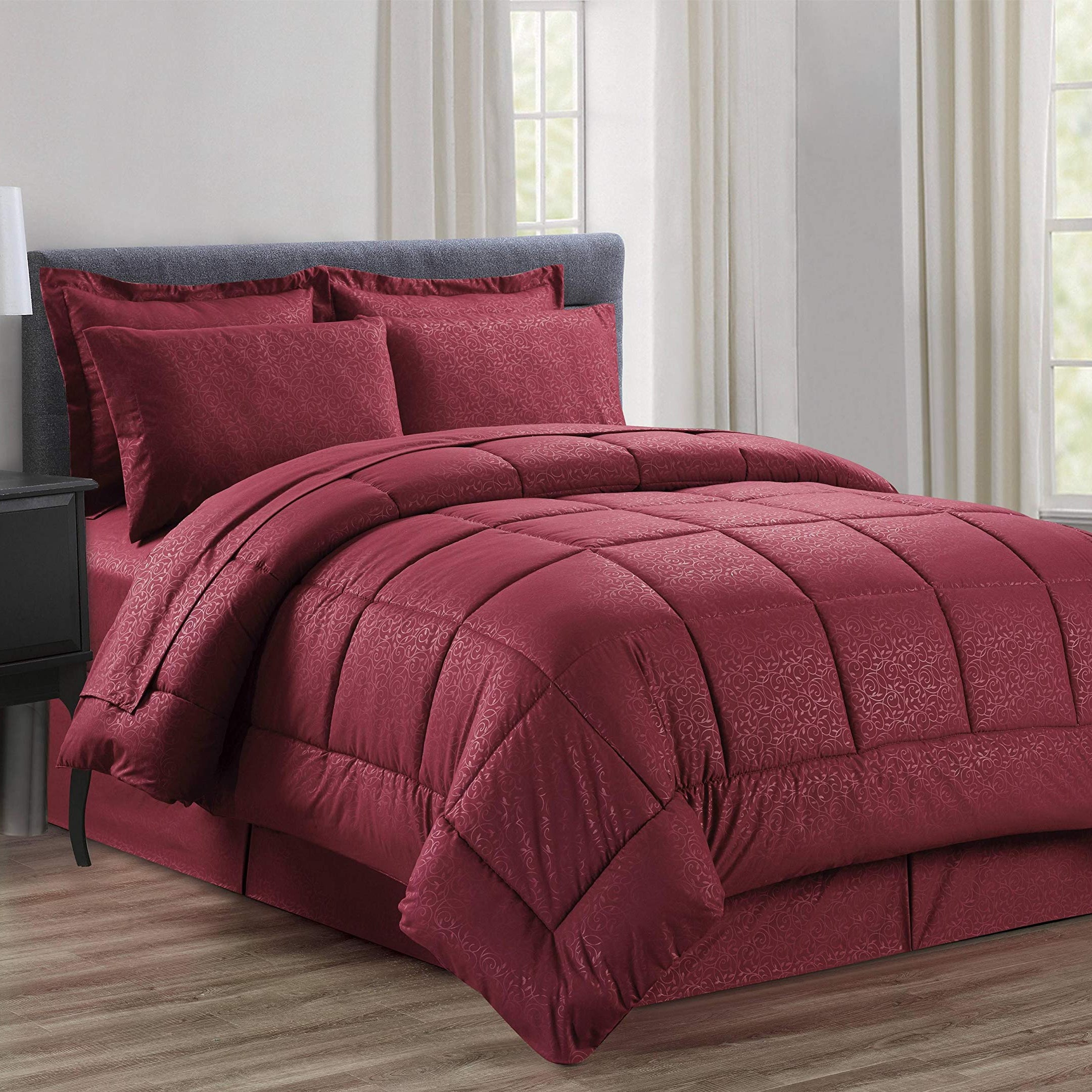Decor&More Home Essentials 8 Piece Embossed Vine Bed in a Bag