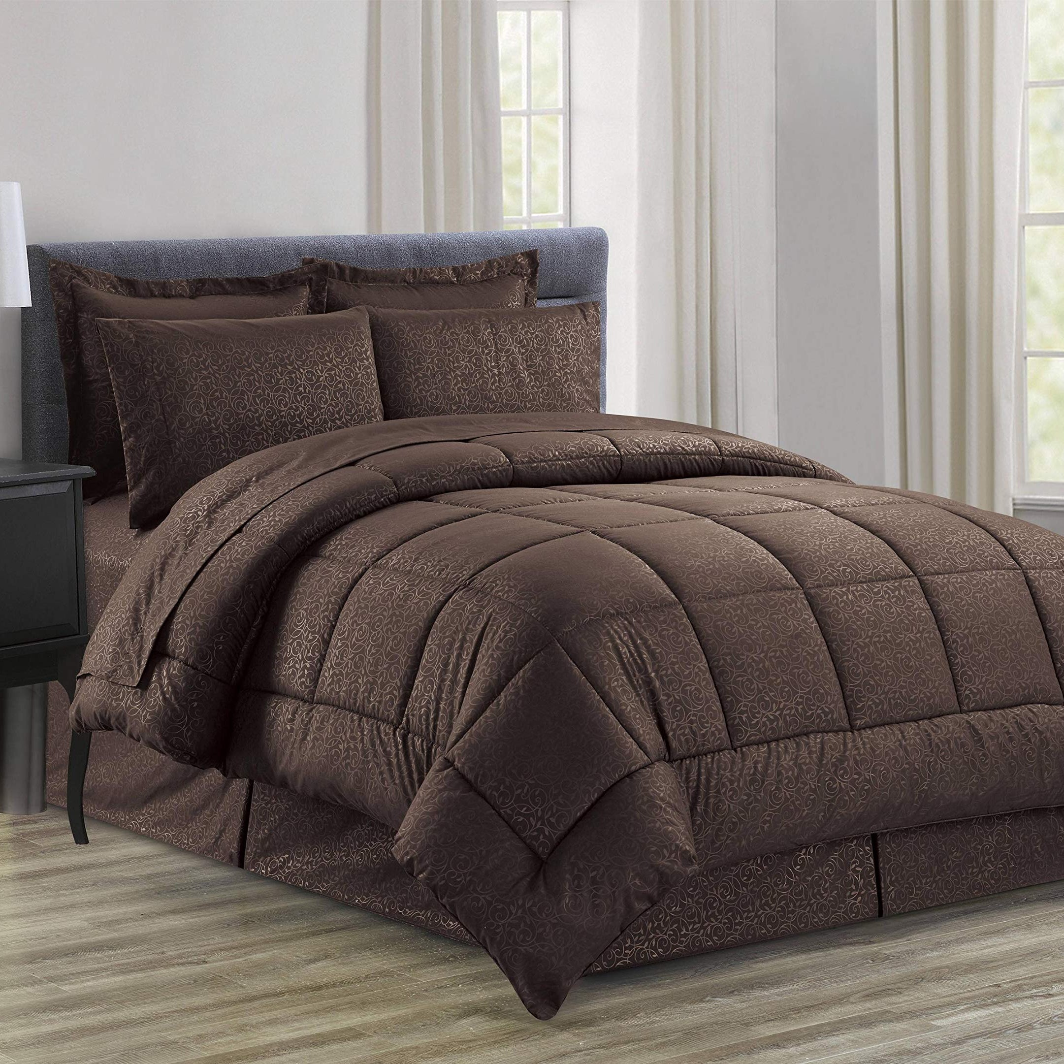 Decor&More Home Essentials 8 Piece Embossed Vine Bed in a Bag
