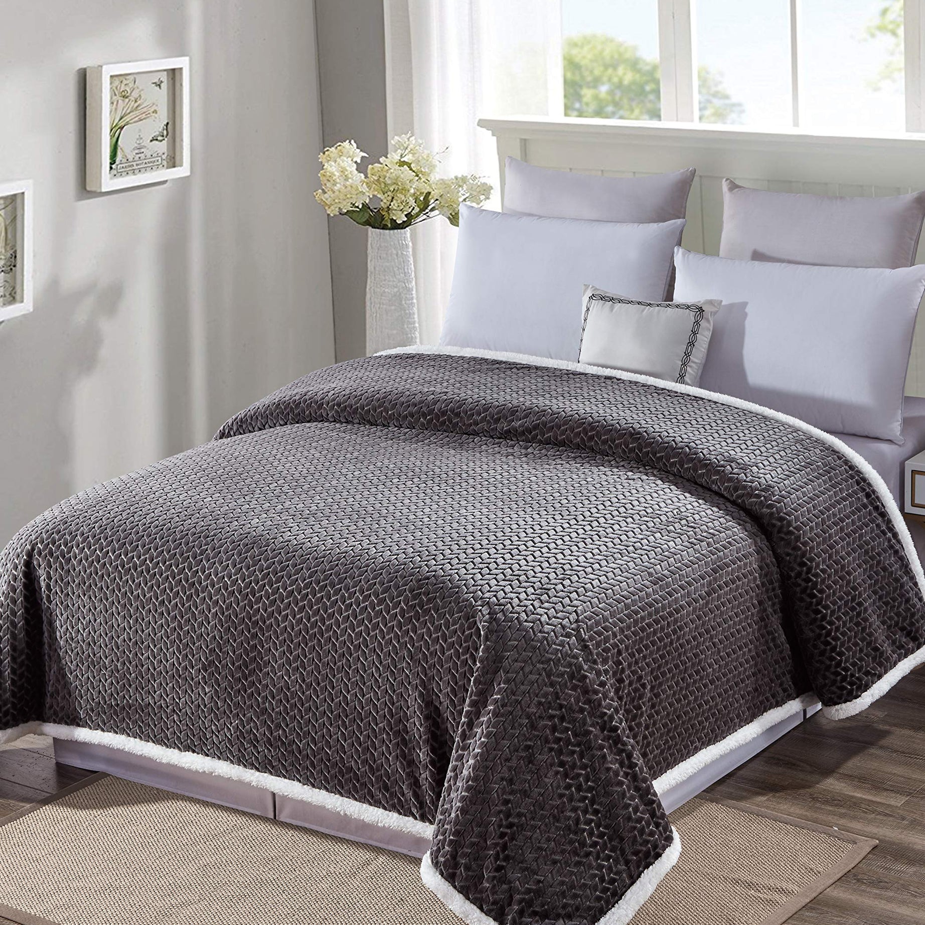 Decor&More Home Essentials Braided Sherpa Blanket