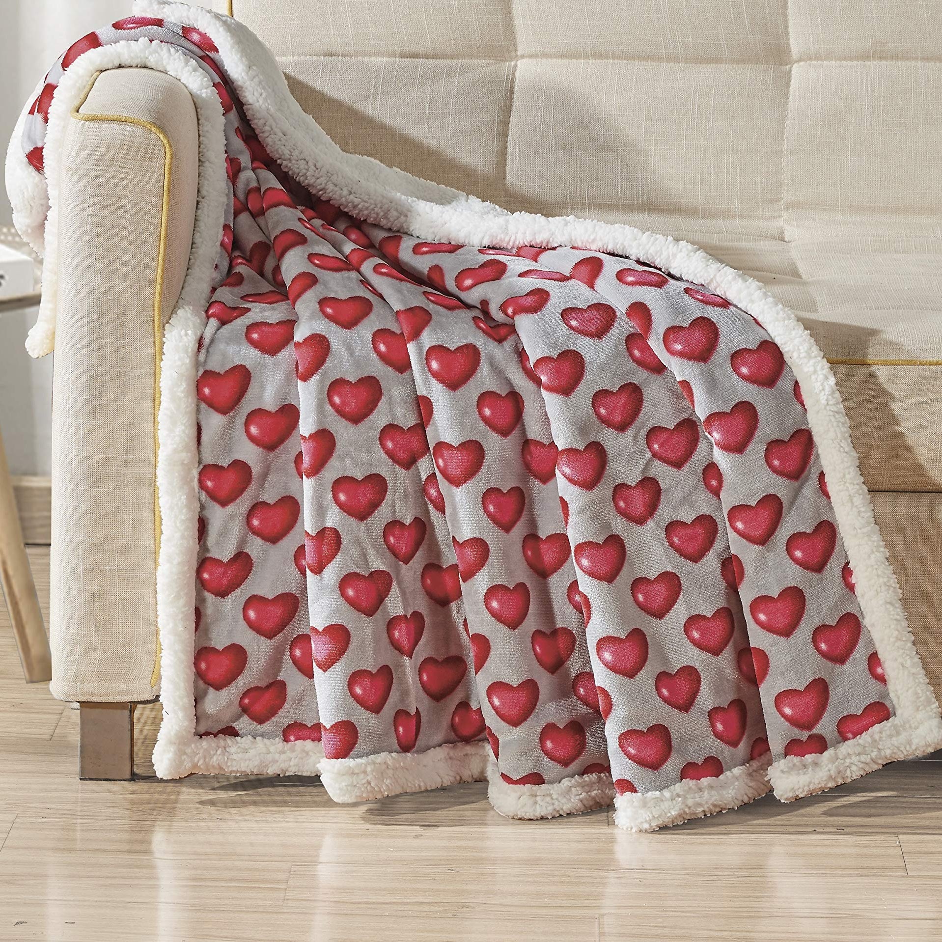 FAITH, HOPE, LOVE HOME DÉCOR Heart Throw Blanket – Ultra Soft Microplush 50"x60" | Cozy Love Theme Gift for Couch, Bed, Travel | Washable