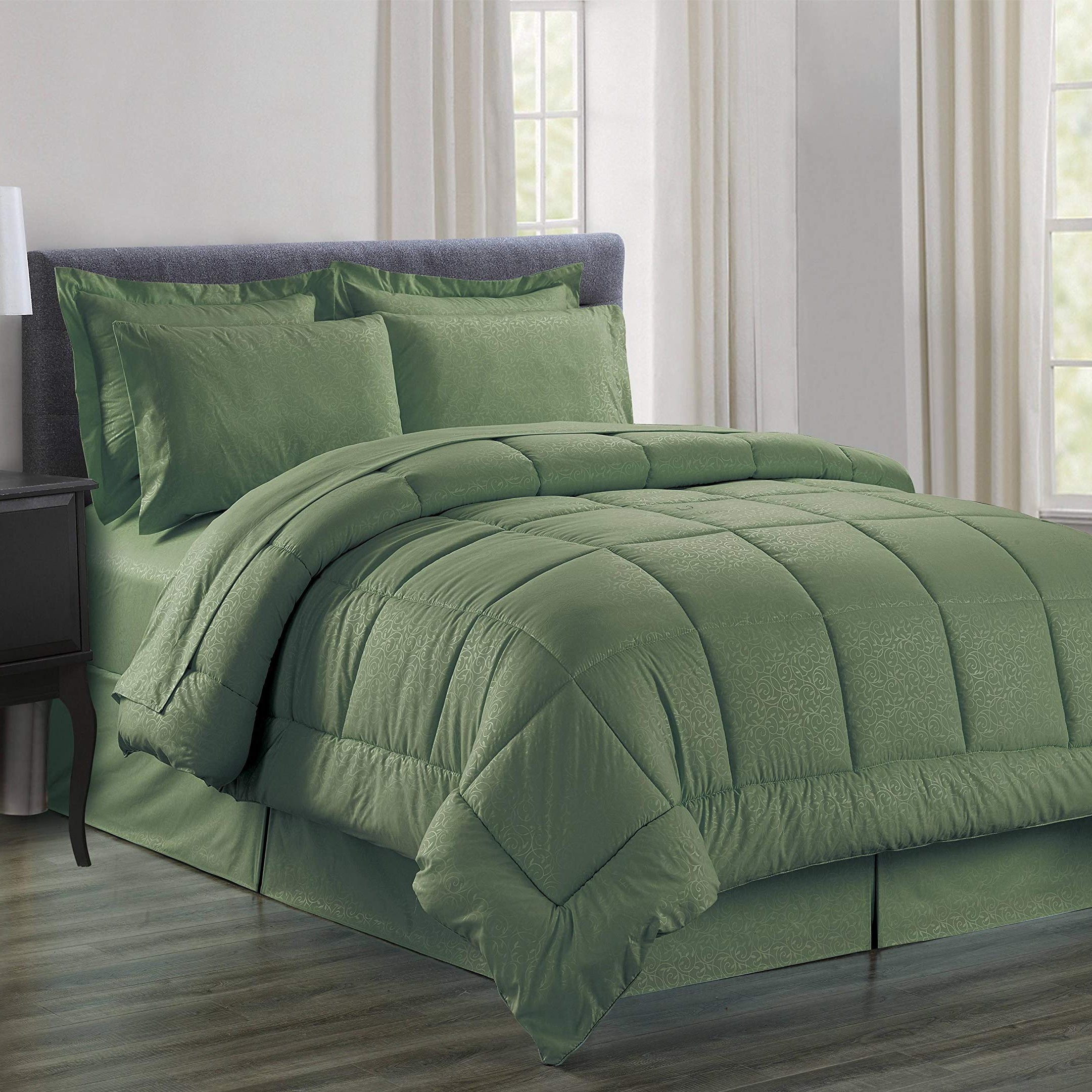 Decor&More Home Essentials 8 Piece Embossed Vine Bed in a Bag