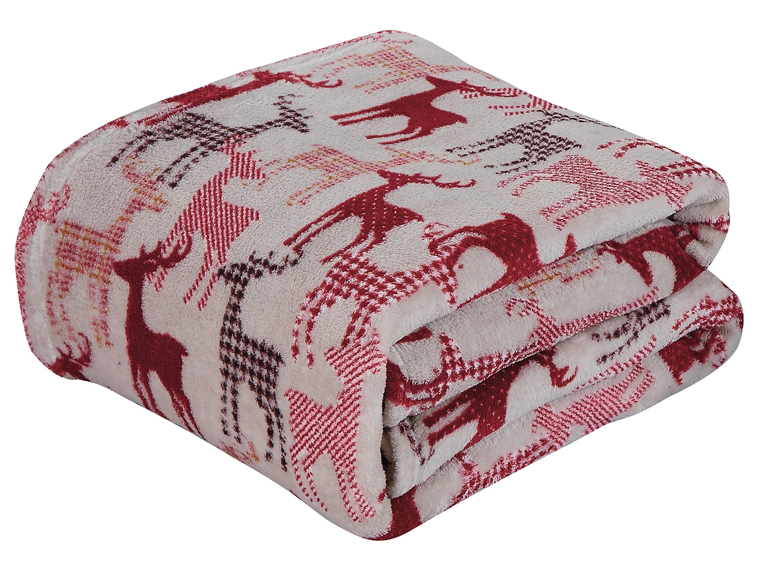 Decor&More Festive Holiday Microplush Throw Blanket (50" x 60") - Reindeer Silhouette