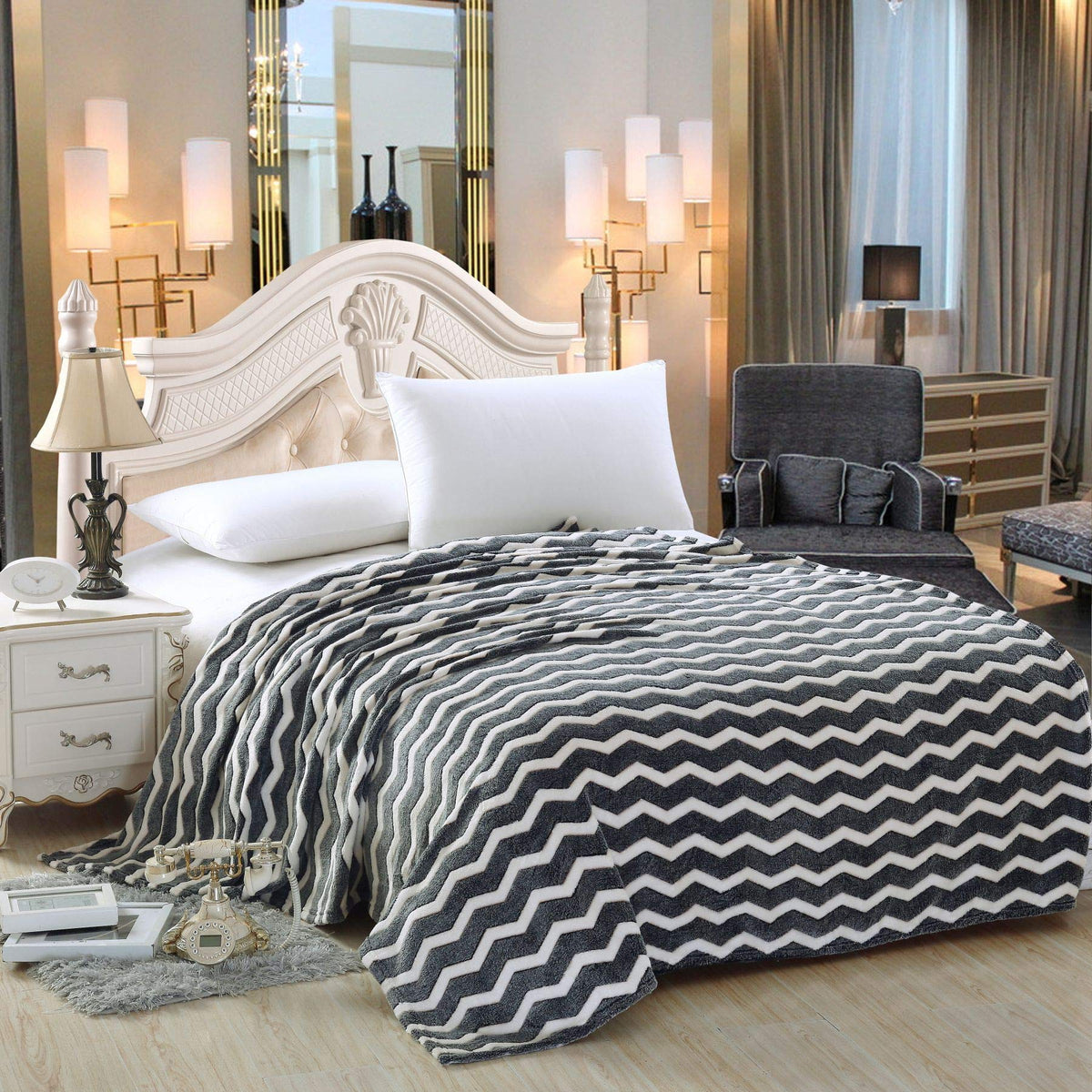 Decor&More Home Essentials Chevron Microplush Blanket Faith-Hope-Love-Home-Decor
