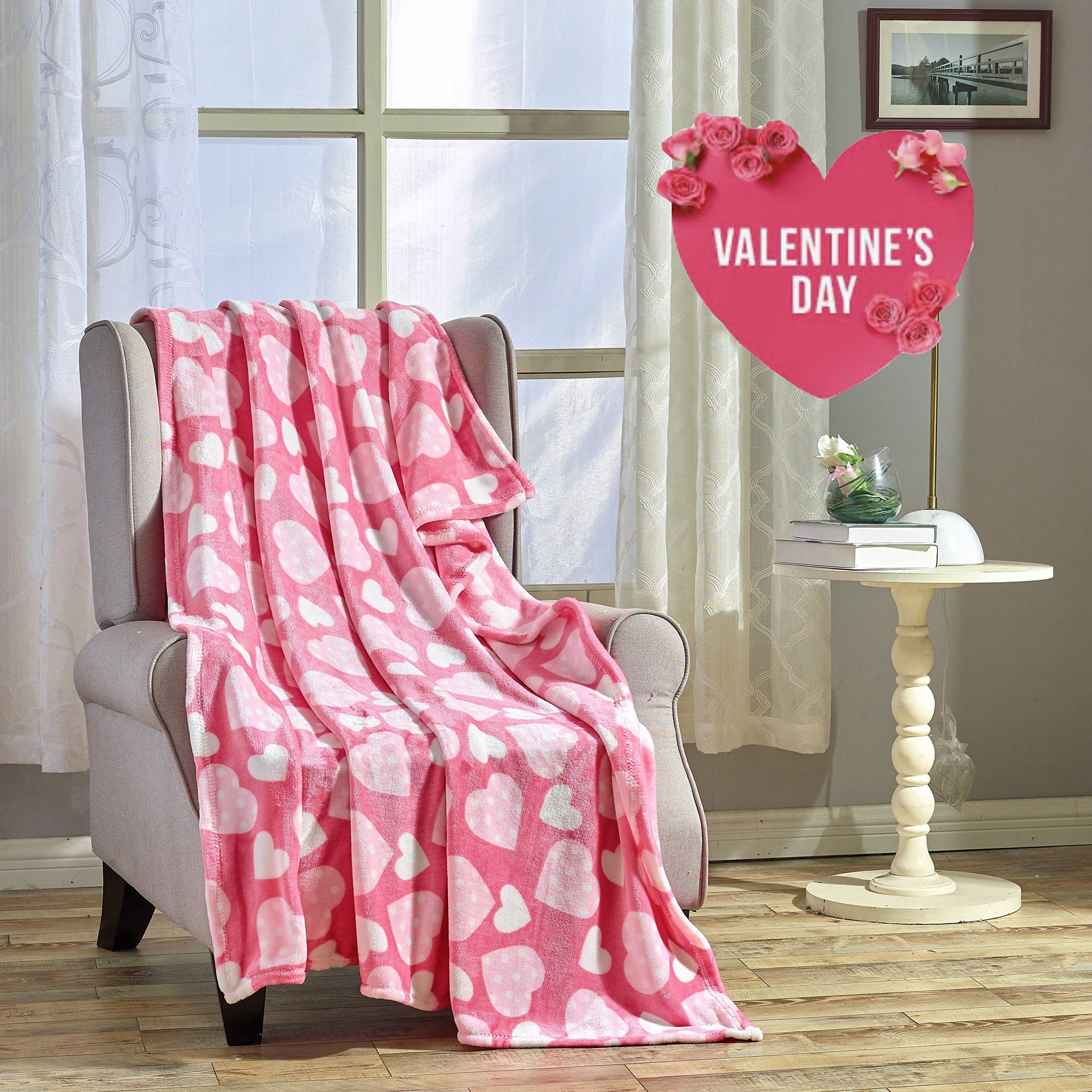 FAITH, HOPE, LOVE HOME DÉCOR Heart Throw Blanket – Ultra Soft Microplush 50"x60" | Cozy Love Theme Gift for Couch, Bed, Travel | Washable