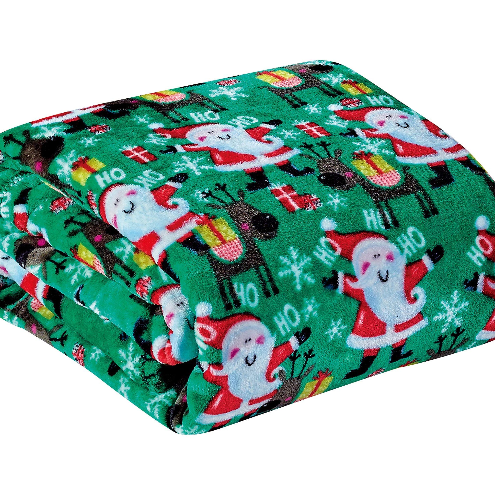 Decor&More Ho Ho Ho Merry Christmas Collection Microplush Holiday Throw Blanket (60" x 50") - Santa