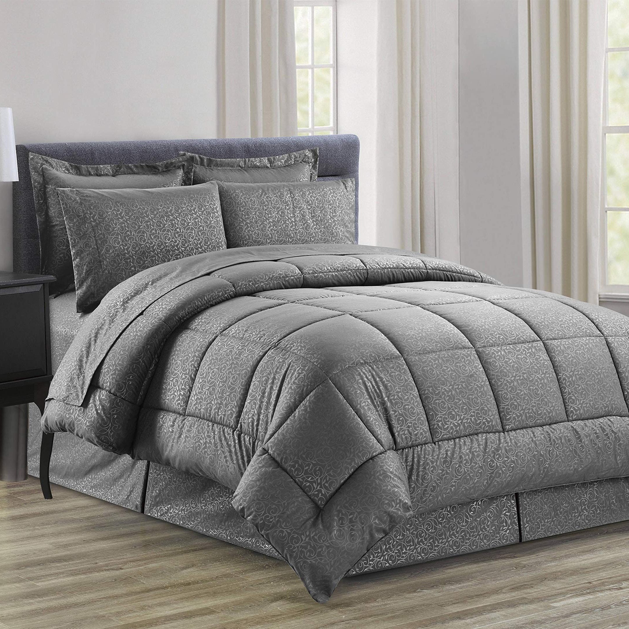Decor&More Home Essentials 8 Piece Embossed Vine Bed in a Bag
