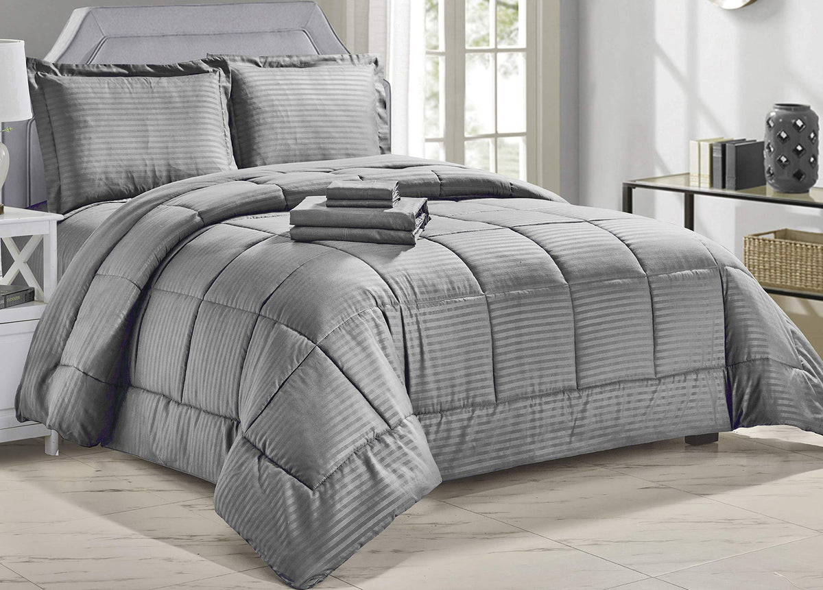 Decor&More Home Essentials 8 Piece Embossed Stripe Bed in a Bag Faith-Hope-Love-Home-Decor