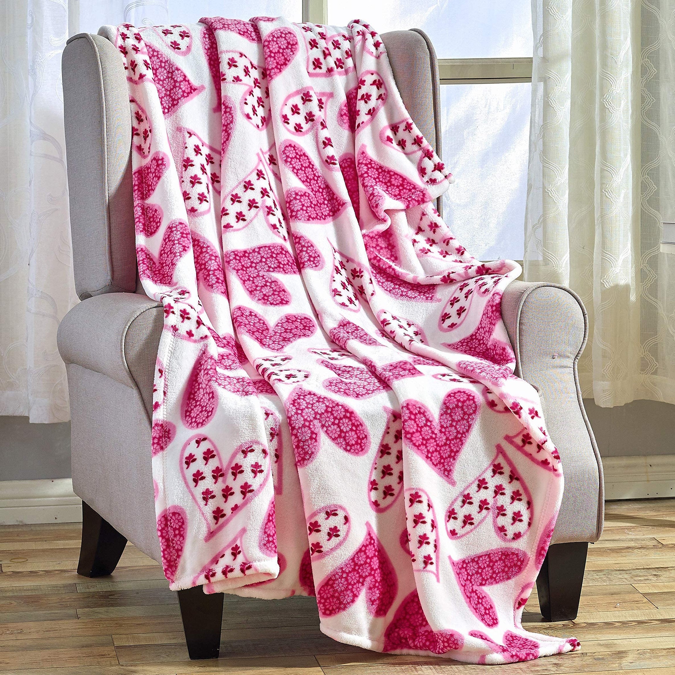 FAITH, HOPE, LOVE HOME DÉCOR Heart Throw Blanket – Ultra Soft Microplush 50"x60" | Cozy Love Theme Gift for Couch, Bed, Travel | Washable