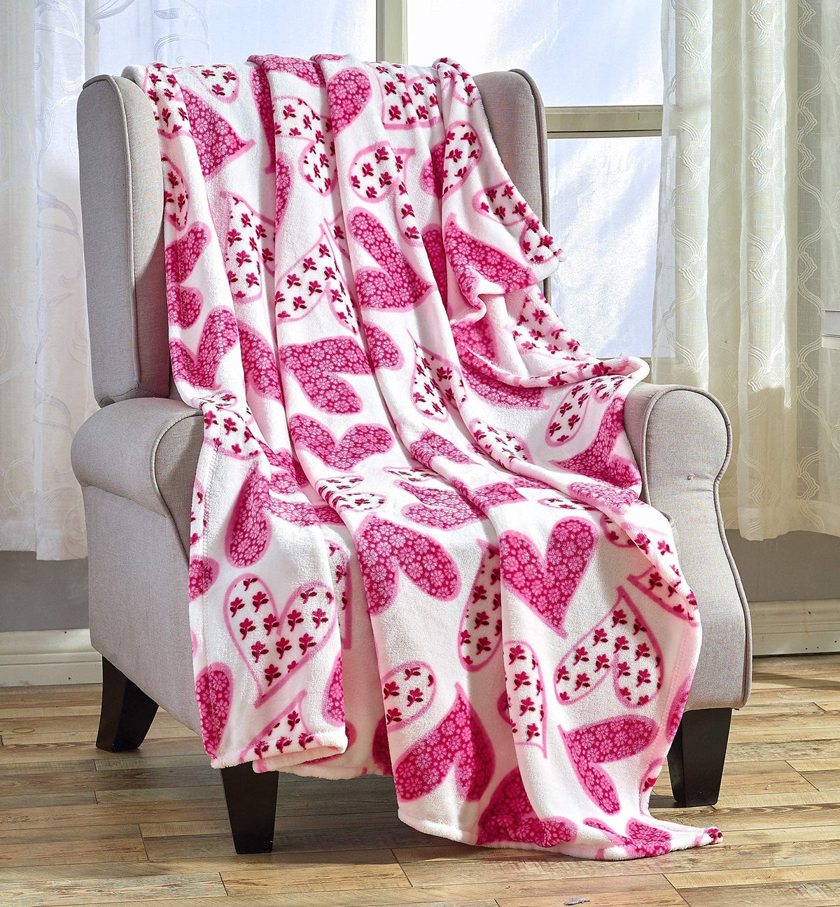 FAITH, HOPE, LOVE HOME DÉCOR Heart Throw Blanket – Ultra Soft Microplush 50"x60" | Cozy Love Theme Gift for Couch, Bed, Travel | Washable Faith-Hope-Love-Home-Decor