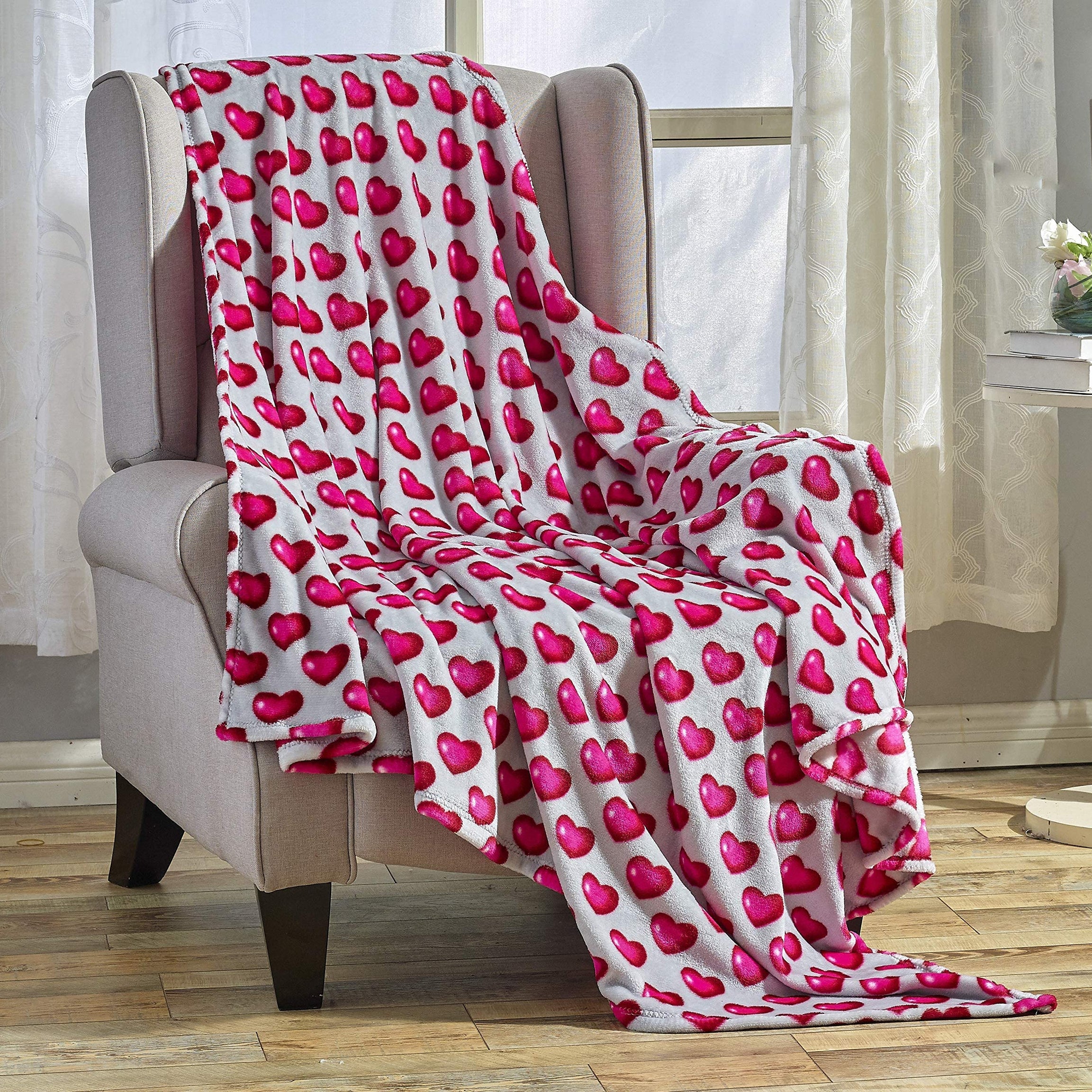 FAITH, HOPE, LOVE HOME DÉCOR Heart Throw Blanket – Ultra Soft Microplush 50"x60" | Cozy Love Theme Gift for Couch, Bed, Travel | Washable