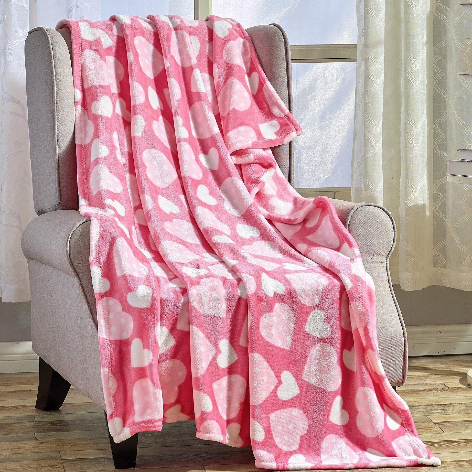 FAITH, HOPE, LOVE HOME DÉCOR Heart Throw Blanket – Ultra Soft Microplush 50"x60" | Cozy Love Theme Gift for Couch, Bed, Travel | Washable