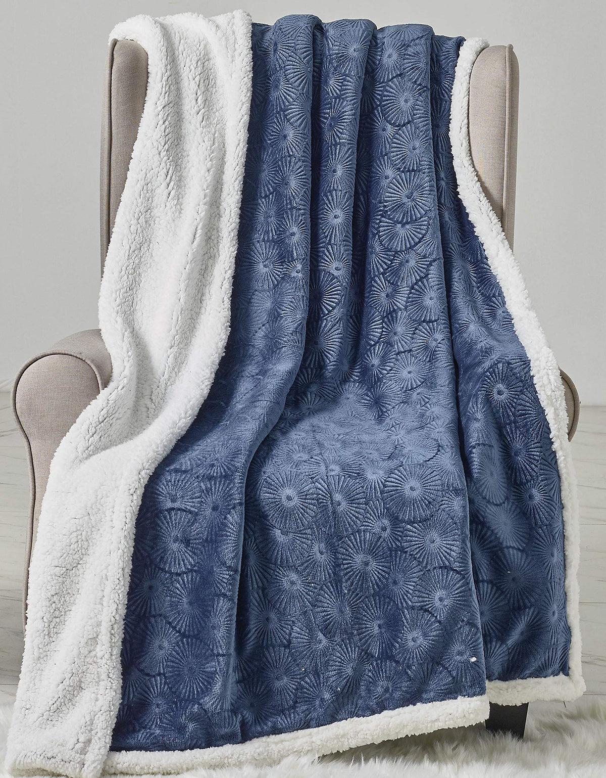 Decor&More Bon Iver Collection Extra Soft Bursting Fireworks Embossed Microplush Throw Blanket with Sherpa Backing (50" x 60") Faith-Hope-Love-Home-Decor