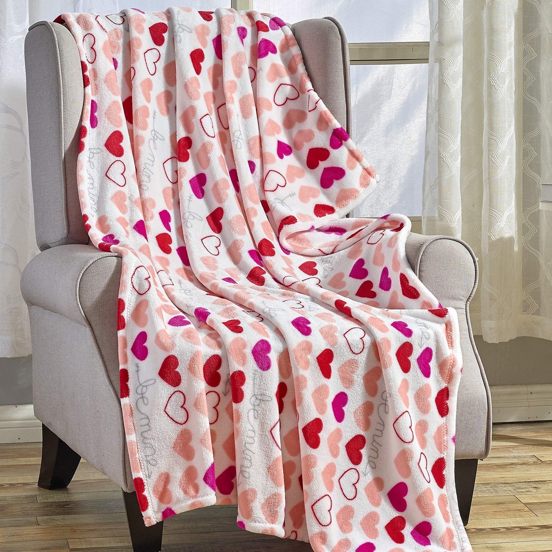 FAITH, HOPE, LOVE HOME DÉCOR Heart Throw Blanket – Ultra Soft Microplush 50"x60" | Cozy Love Theme Gift for Couch, Bed, Travel | Washable