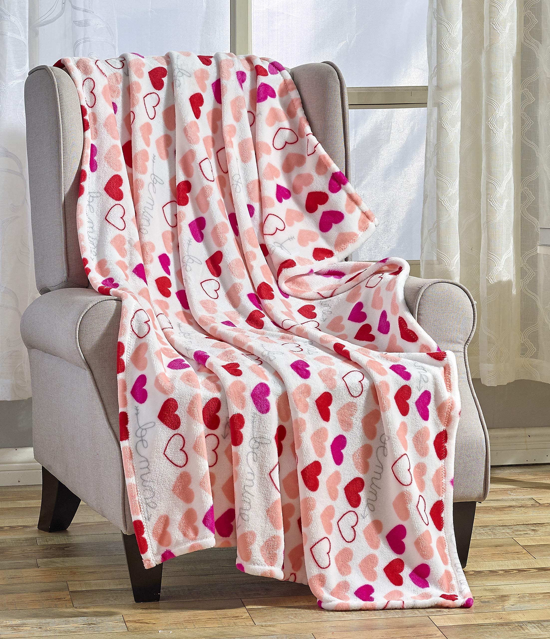 FAITH, HOPE, LOVE HOME DÉCOR Heart Throw Blanket – Ultra Soft Microplush 50"x60" | Cozy Love Theme Gift for Couch, Bed, Travel | Washable