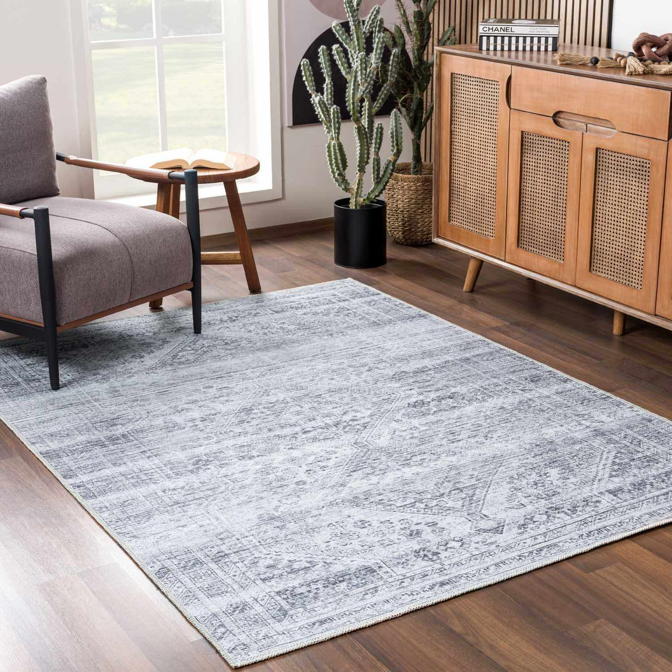 Barny Gray Blue Washable Rug