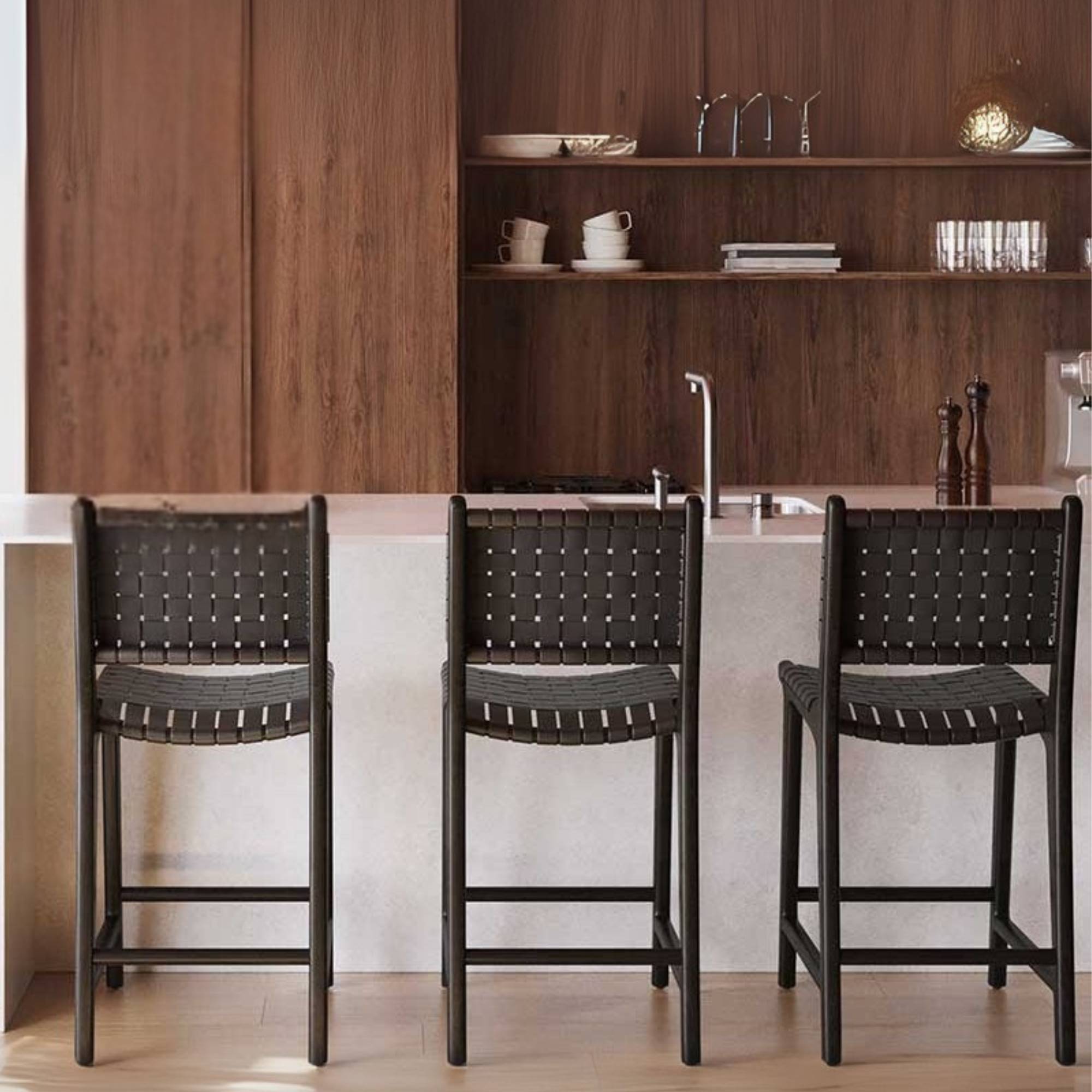 Sleek Black Counter Height Bar Stools for Kitchen Seating