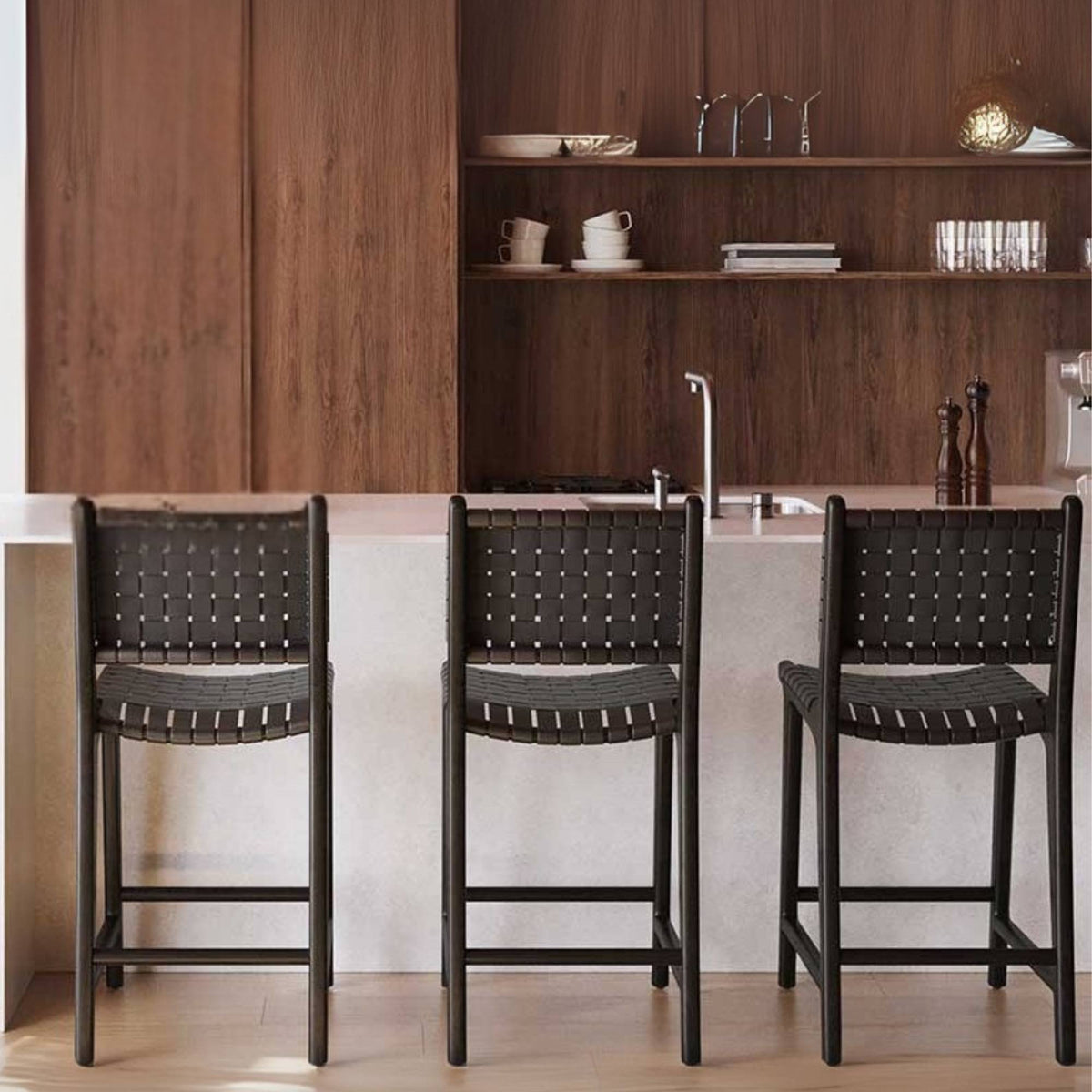 Sleek Black Counter Height Bar Stool Kitchen Seating - LuxoraCraft