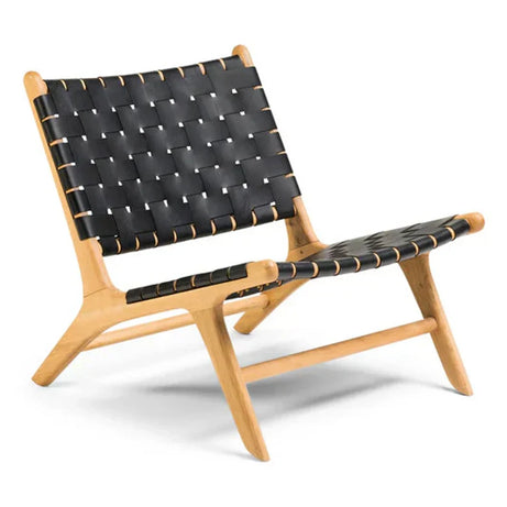 Black-Woven Leather Lounge Chair