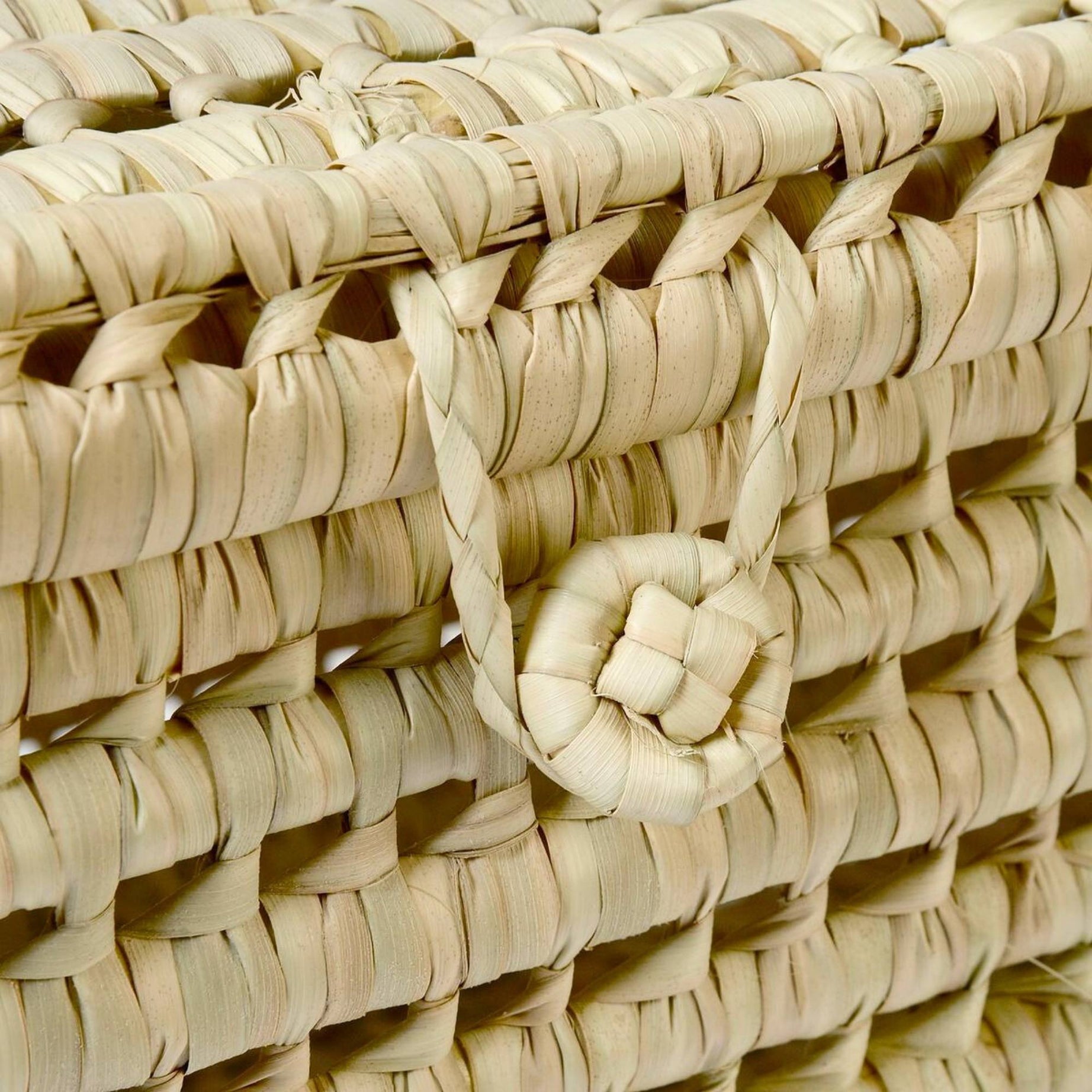 Palm Leaf Wicker Storage Trunk – Large 31-Inch Lidded Toy & Storage Box