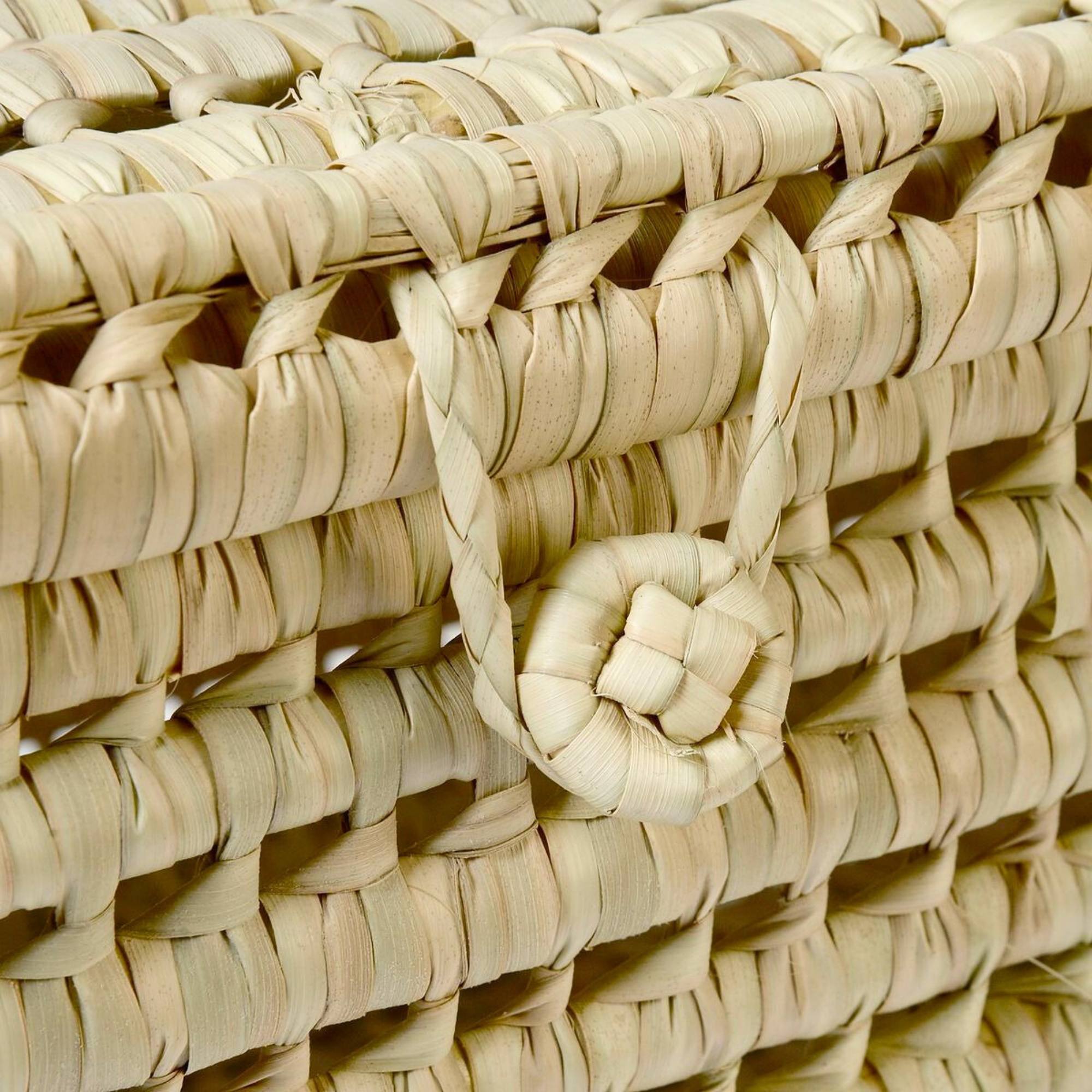 Palm Leaf Wicker Storage Trunk – Large 31-Inch Lidded Toy & Storage Box