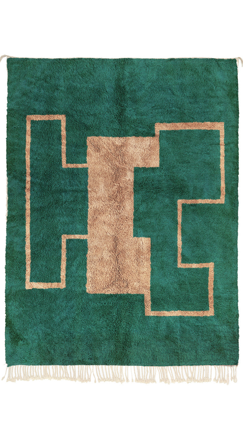Handmade Moroccan Beni Ourain Rug Geometric Pattern - LuxoraCraft