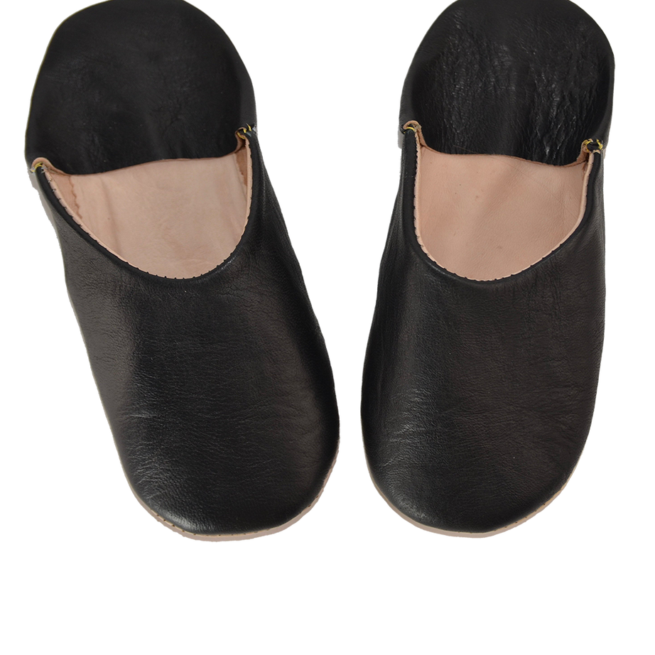 Moroccan Leather Slipper Black Color - marrakechcraft