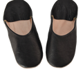 Black Moroccan Leather Slipper Handmade Babouche - LuxoraCraft