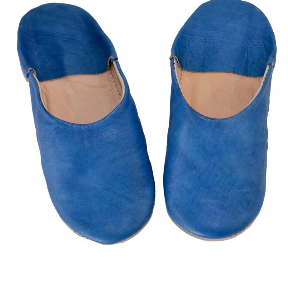 Moroccan Leather Slipper royal blue color - marrakechcraft