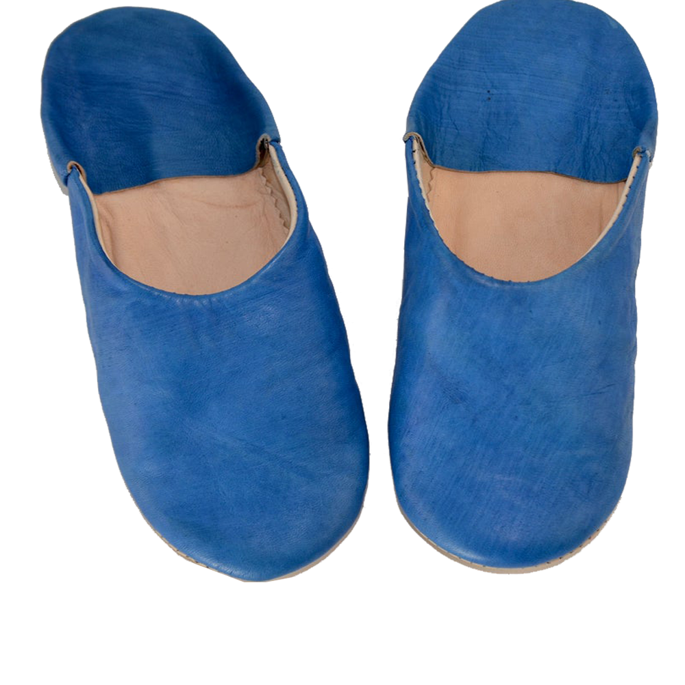 Royal Blue Moroccan Leather Slipper Handmade Babouche - LuxoraCraft