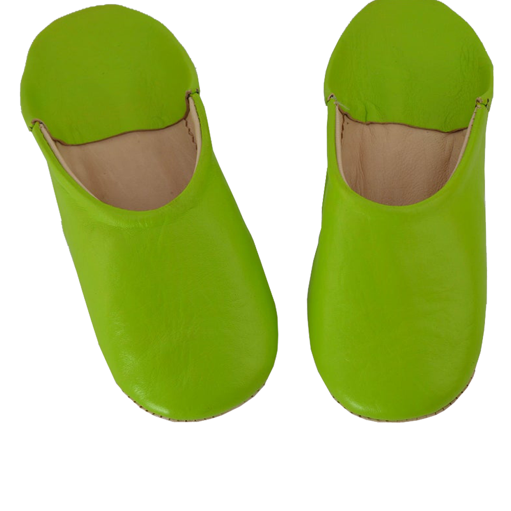 Green Moroccan Leather Slipper Handmade Babouche - LuxoraCraft
