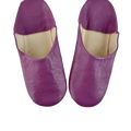 Purple Leather Babouche Slipper Authentic Moroccan Style - LuxoraCraft