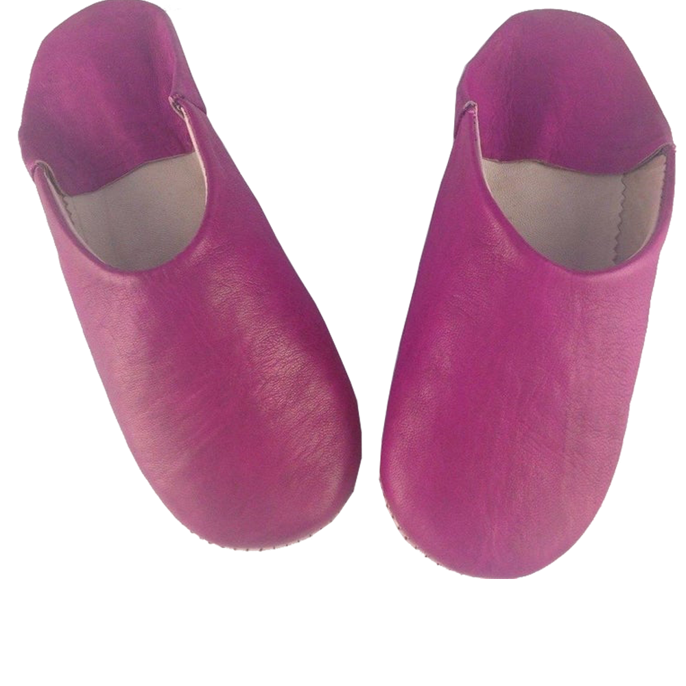 Fuchsia Moroccan Leather Slipper Handmade Babouche - LuxoraCraft