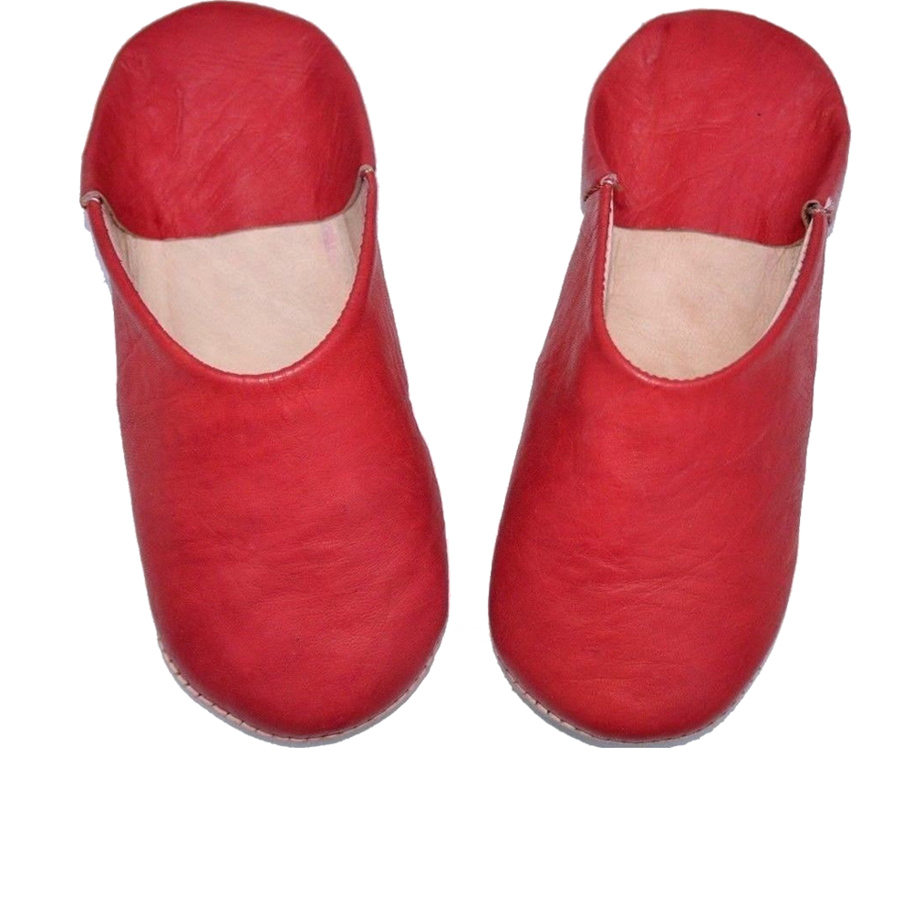 Red Moroccan Leather Slipper Handmade Babouche - LuxoraCraft