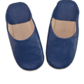 Blue Moroccan Leather Slipper Handmade Babouche - LuxoraCraft
