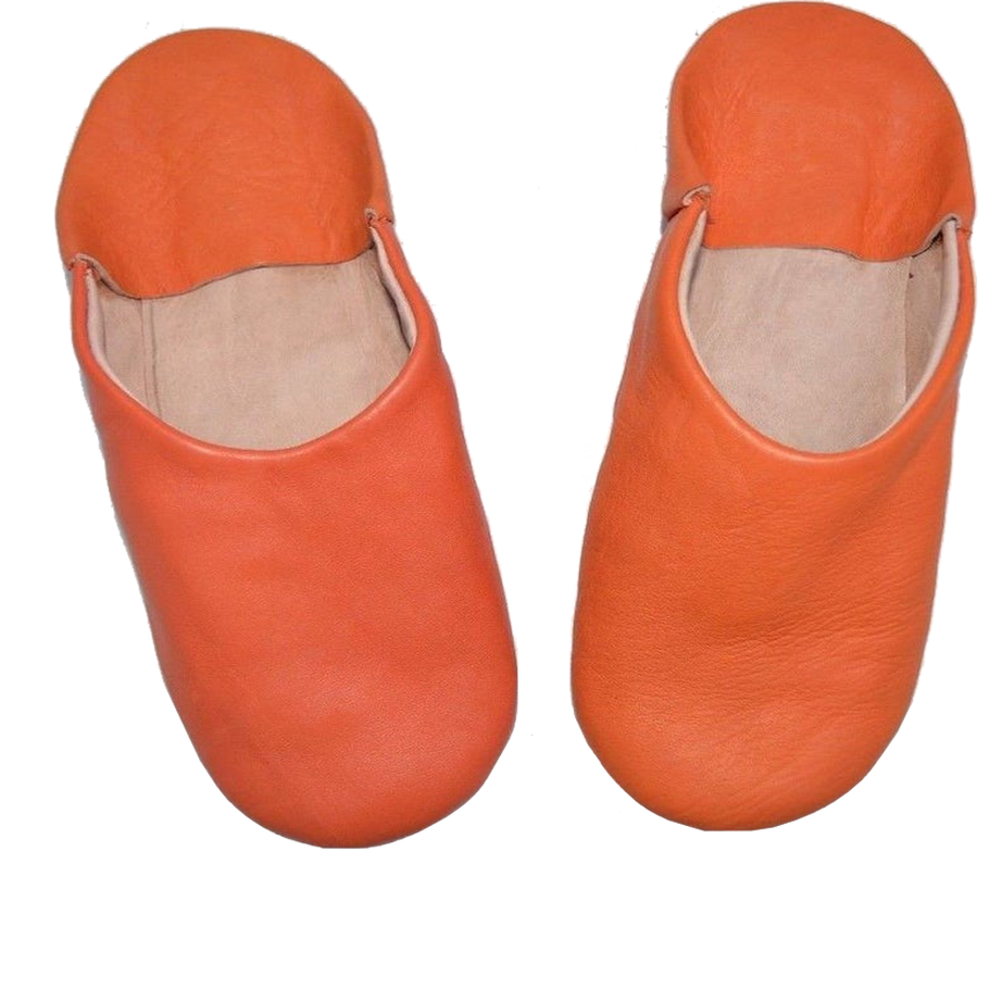 Moroccan Leather Slipper Orange Color - marrakechcraft