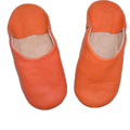 Orange Moroccan Leather Slipper Handmade Babouche - LuxoraCraft